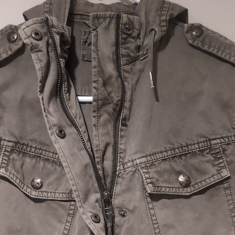 TALULA - Womens Hooded Utility Jacket - Army Green - Picture 3 of 6